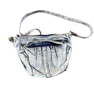 Vintage 1980s Acid Wash Denim Crossbody Bag Y2K Retro